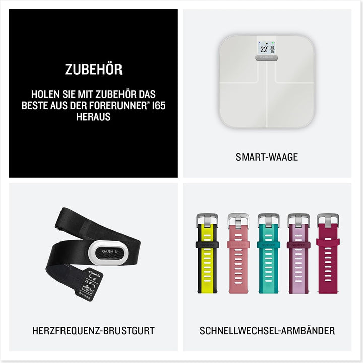 GARMIN Forerunner 165, leichte GPS Smartwatch zum Laufen, mit AMOLED Touchscreen, Trainingsempfehlun