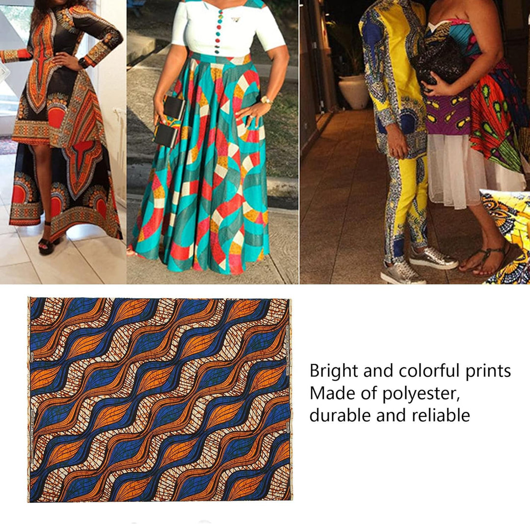 Eujgoov 6 Yards Afrikanischer Polyester-Wachsdruck-Stoff Afrikanischer Stoff für Partykleid DIY Bär