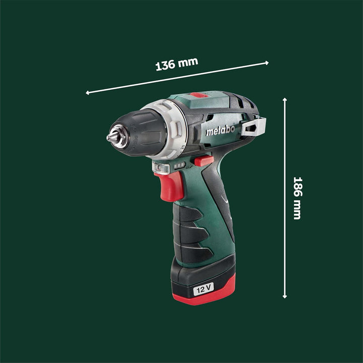 Metabo PowerMaxx BS Basic Akku-Bohrschrauber 12V 2x Li-Ion- Ladegerät LC 12- Kunststoffkoffer - 6009