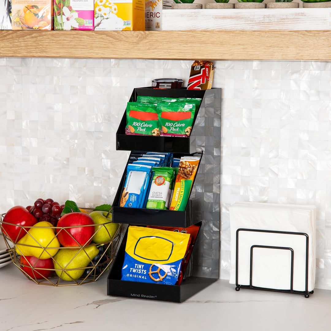 Mind Reader Foundation Collection, 3-Tier, 5-Compartment Coffee, Tea, Utensil and Condiment Dispense