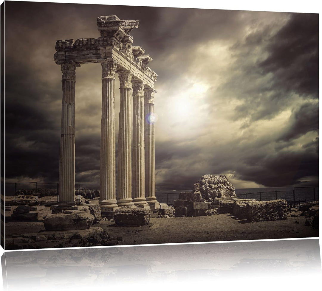 Pixxprint Apollon Tempel Ruine in Side als Leinwandbild/Grösse: 100x70 cm/Wandbild/Kunstdruck/fertig