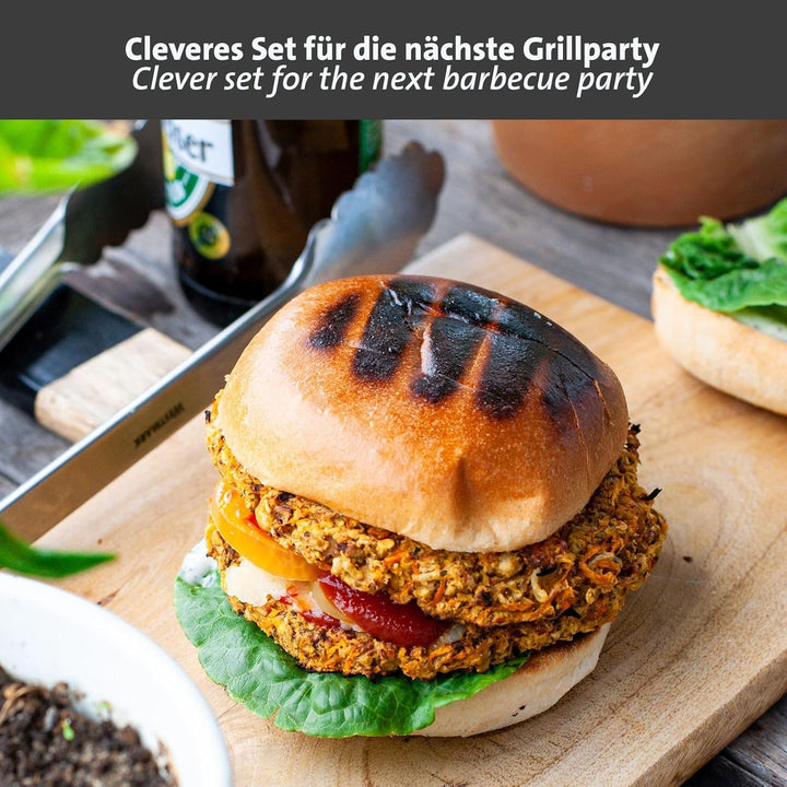 Westmark Grill-Set Feuerfeste Grillhandschuhe + 1 Grillzange – Ideal für sicheres Arbeiten am Grill,