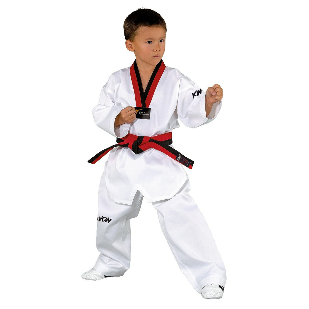 TKD-Anzug Victory Poom, weiss mit schwarz/rotem Revers 140 Weiss, 140 Weiss