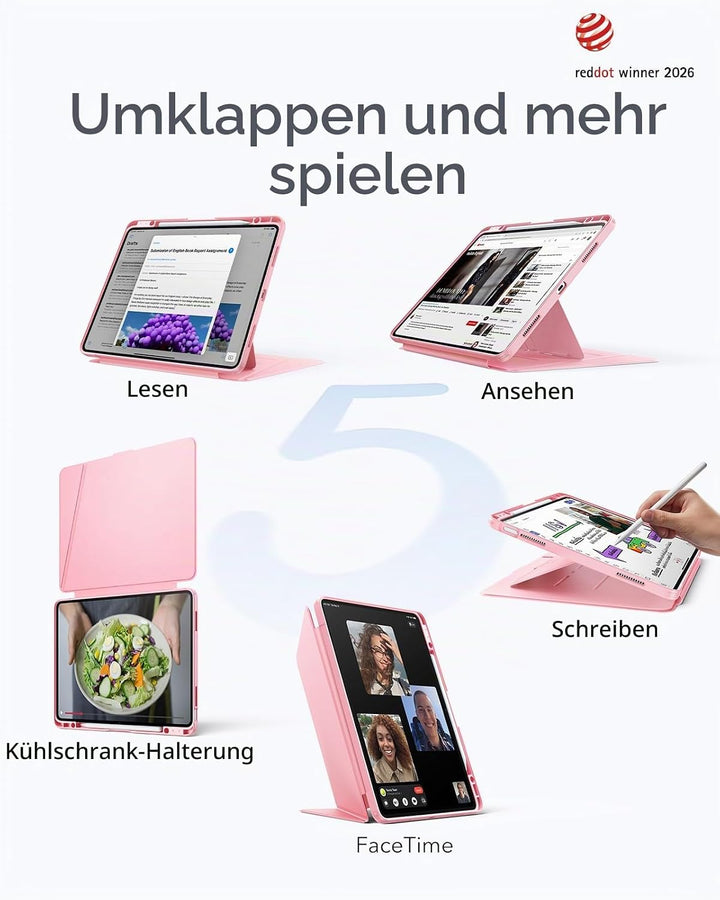 ESR Hülle für iPad Air 13 Zoll (2026/2025/2024) M4/M3/M2, Vertikale Stand, Mehrere Standwinkel, Ultr