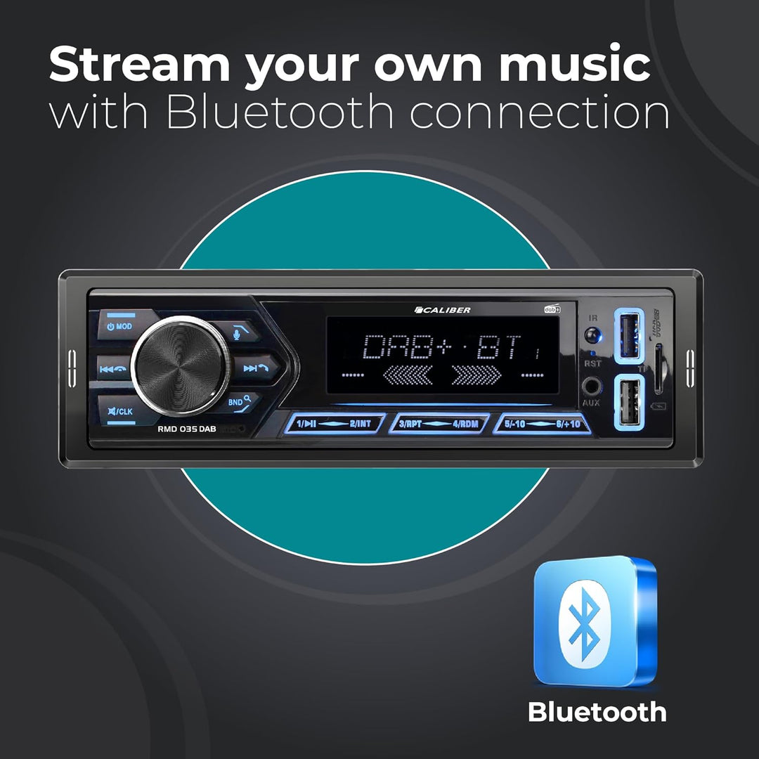 Caliber Autoradio Bluetooth 1DIN, DAB+/FM Tuner, 4x55W, USB/Micro SD, 2.1A Ladefunktion, Aux-in, Fre