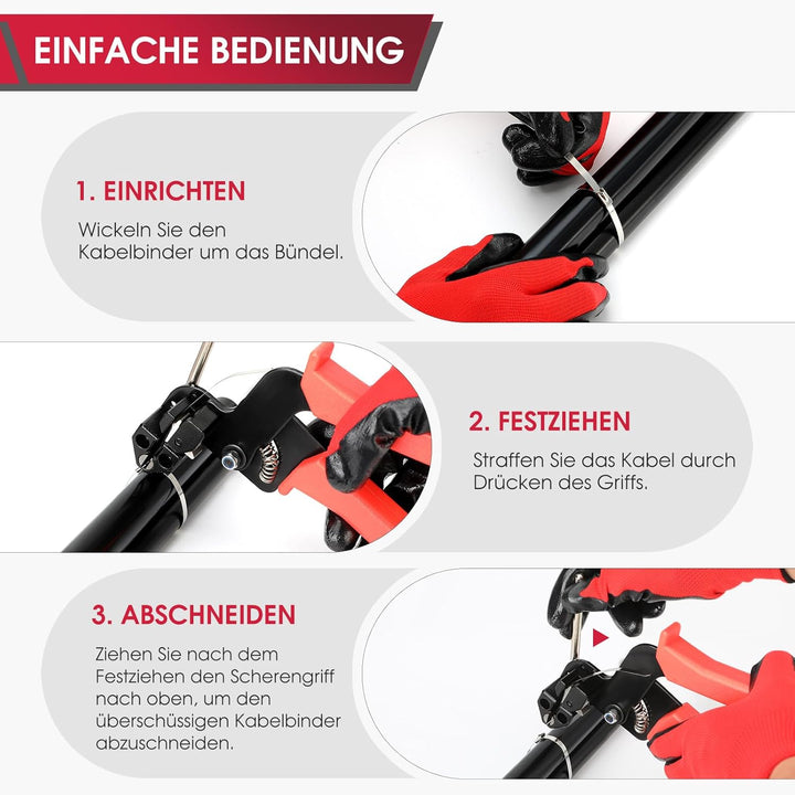 Kabelbinderzangen-Set mit 150 Kabelbindern Verstellbares Kabelbinder-Werkzeugset aus Metall zum Befe
