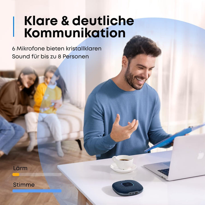Anker PowerConf S3 Bluetooth Konferenzlautsprecher, 6 Mikrofone, smarte Tonaufnahme, 24 Std Akku, So