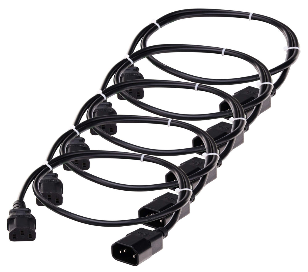 5X Pronomic IECIEC-1 Netzkabel Verlängerung 1m (Kaltgeräte Stecker auf Kaltgeräte Buchse, sehr flexi