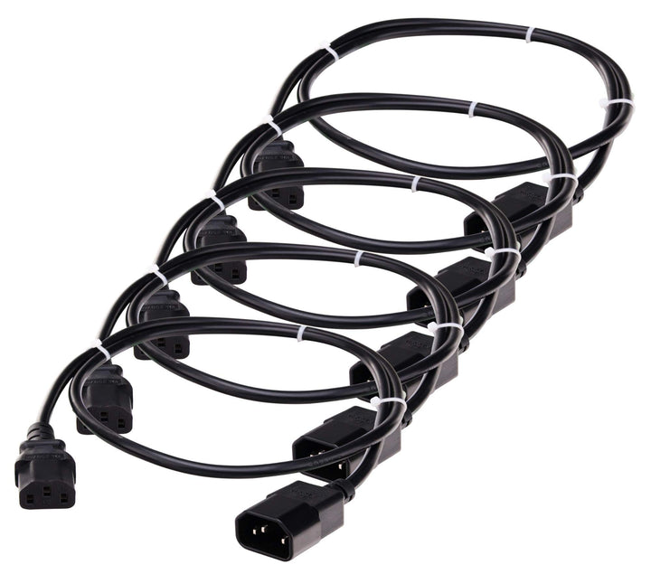 5X Pronomic IECIEC-1 Netzkabel Verlängerung 1m (Kaltgeräte Stecker auf Kaltgeräte Buchse, sehr flexi