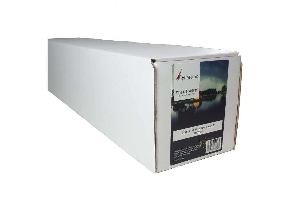 Photolux FineArt Velvet 270 gsm Matt Fotopapier in Premiumqualität 44 Zoll (1,118x15m) Rolle Rolle: