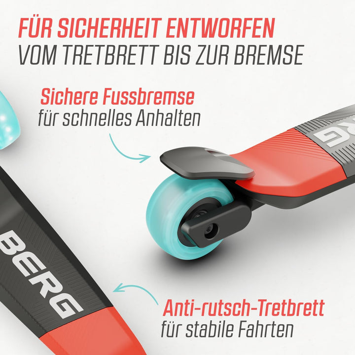 Kinderroller BERG Nexo, Kinderscooter ab 2 Jahre, Dreiradscooter, Höhenverstellbar, Faltbar Lenker,