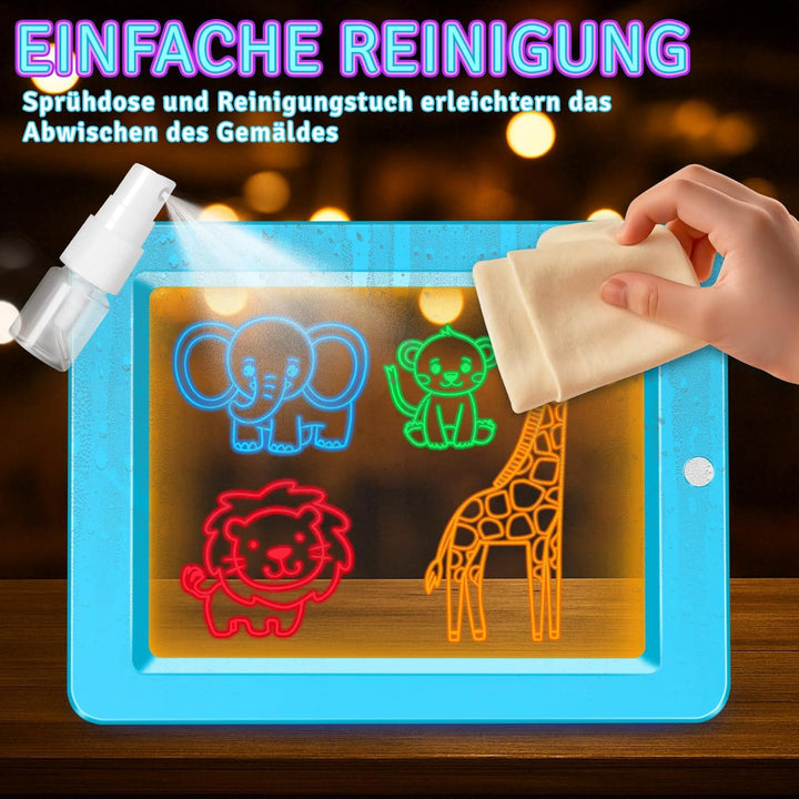 Leuchtendes Led Zeichenbrett für Kinder, Led Maltafel Zaubertafel mit 8 Farben Stift, 8 Beleuchtungs