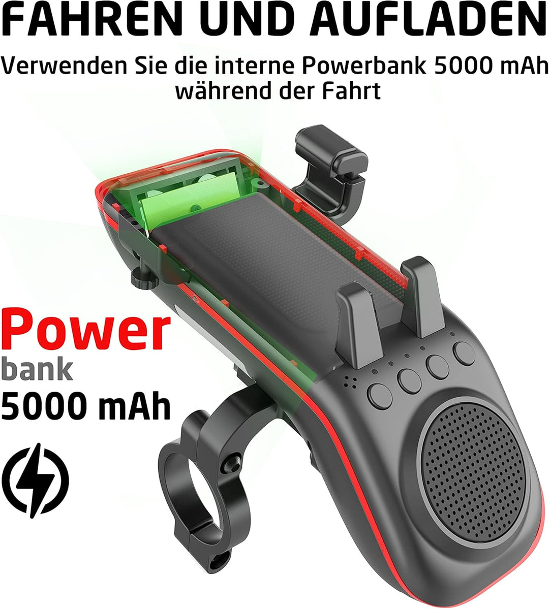 UPPEL Fahrrad Bluetooth Lautsprecher Multifunktions Wasserdichtes Fahrrad Audio - Powerbank/Klingel/