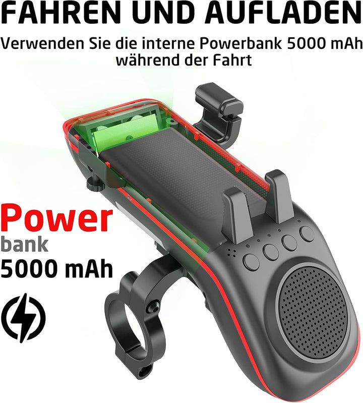 UPPEL Fahrrad Bluetooth Lautsprecher Multifunktions Wasserdichtes Fahrrad Audio - Powerbank/Klingel/