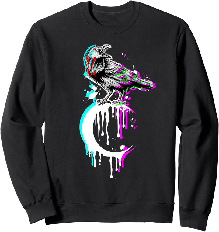 Scharzer Rabe Krähe Crescent Moon Occult Aesthetic Vaporwave Sweatshirt