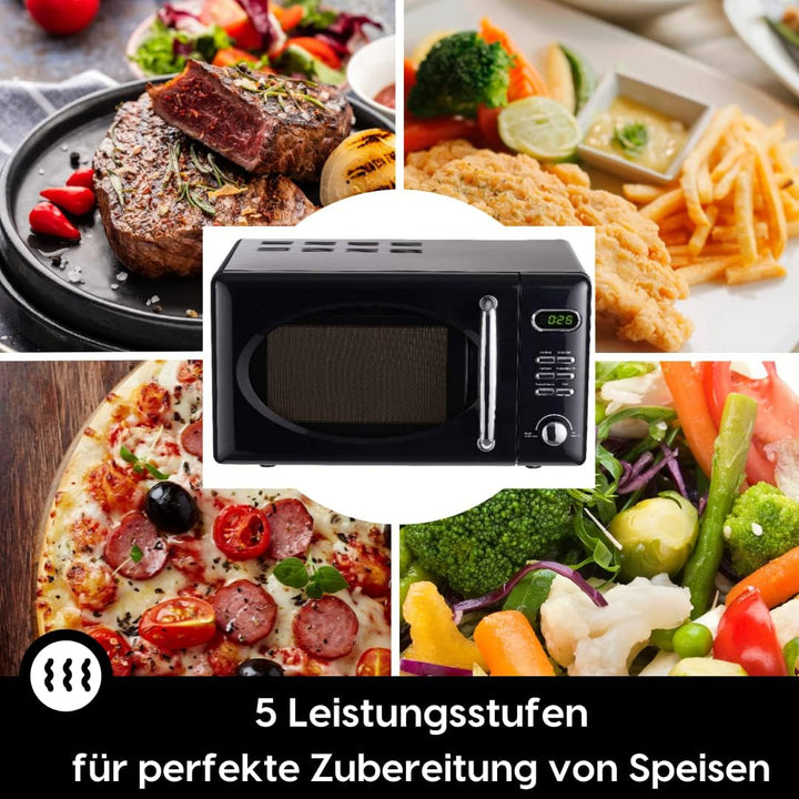 Wolkenstein Retro Stand Mikrowelle WMW720 SC I 700W Mikrowellenleistung I 20L Garraum I5 Leistungsst