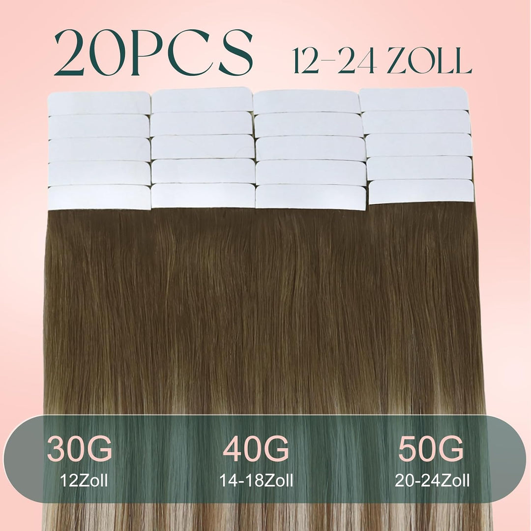 Easyouth Tape in Extensions Echthaar Braun Tape in Haarverlangerung Remy Tape Extension Echthaar Bal