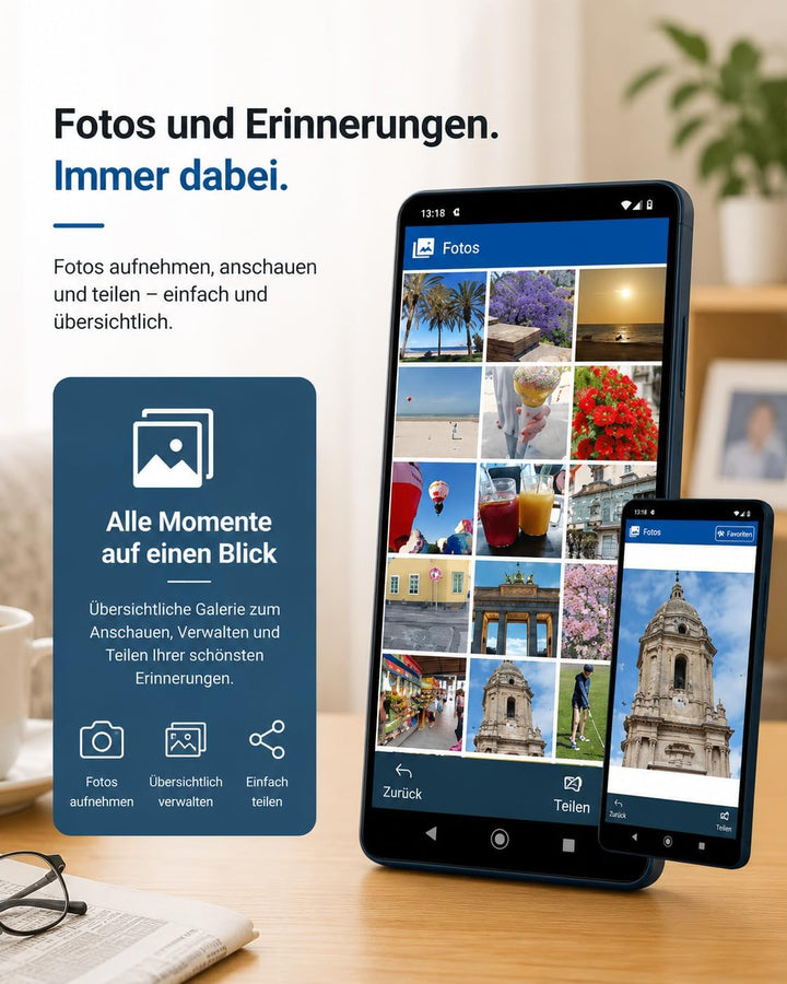 Senior - Smartphone Handy für Senioren – Einfache Bedienung, Grosse Tasten, Notruf, Kamera