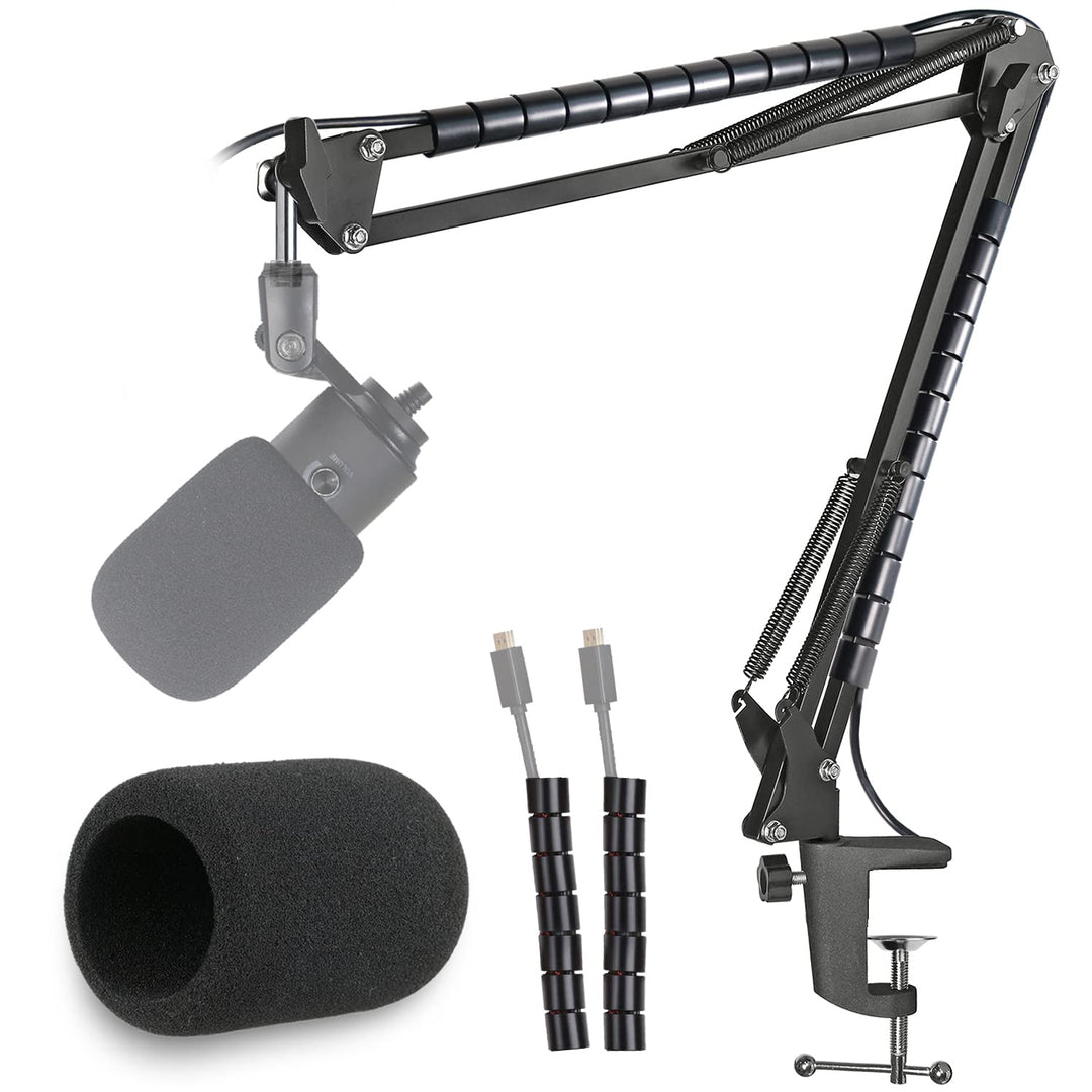 Fifine K669 Mikrofonarm mit Popschutz, Boom Arm Microphone Arm und Flexibler Kabelkanal Kompatibel m