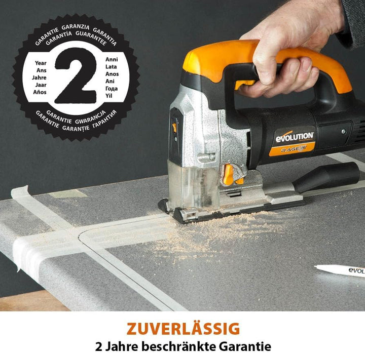 Evolution Power Tools Rage 7-S Universalstichsäge – schneidet Holz, Stahl, Kunststoff und mehr – ink
