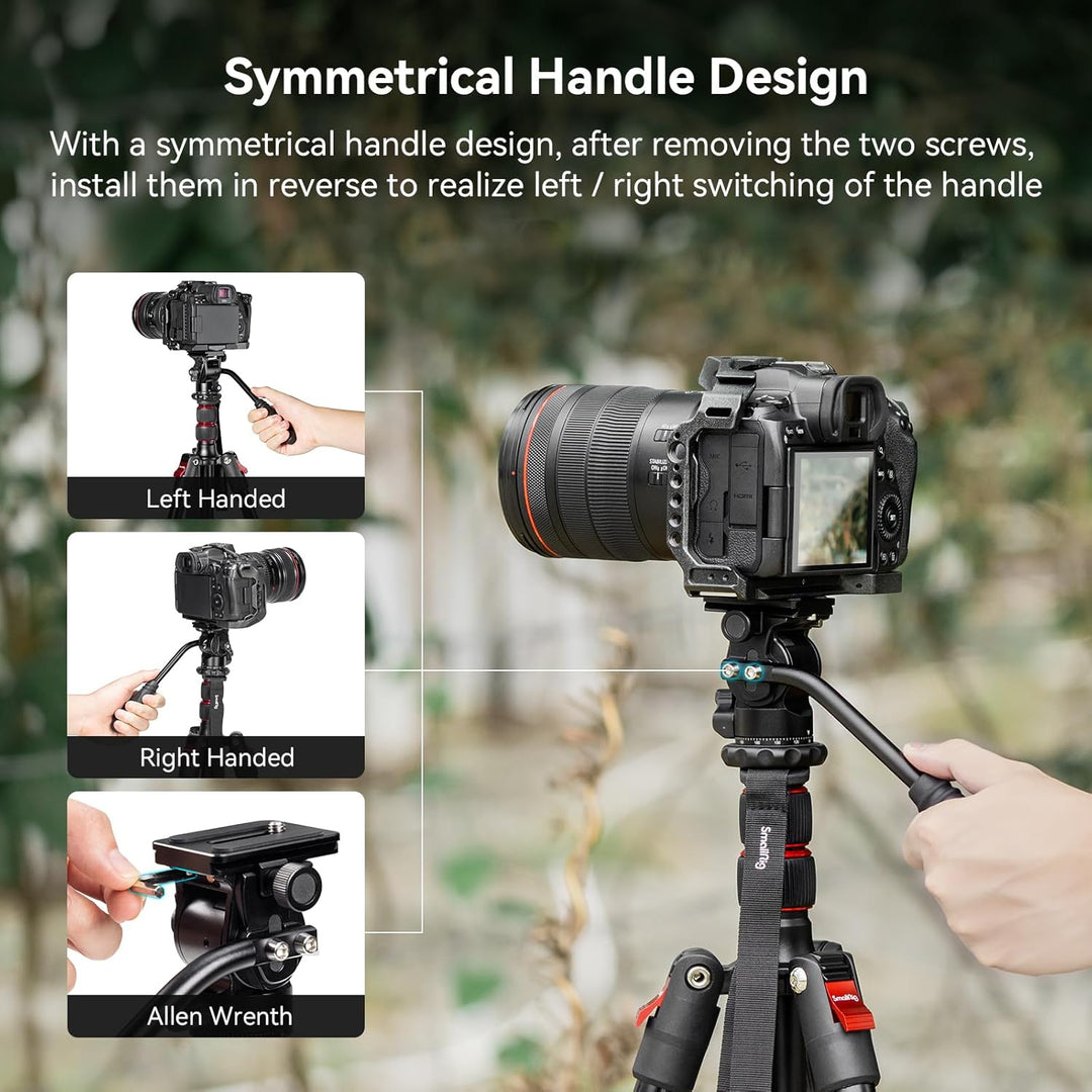 SMALLRIG Stativ Fluidkopf Pan Tilt Head CH10 mit Schnellwechselplatte, Fluid Head geeignet für AR-ca