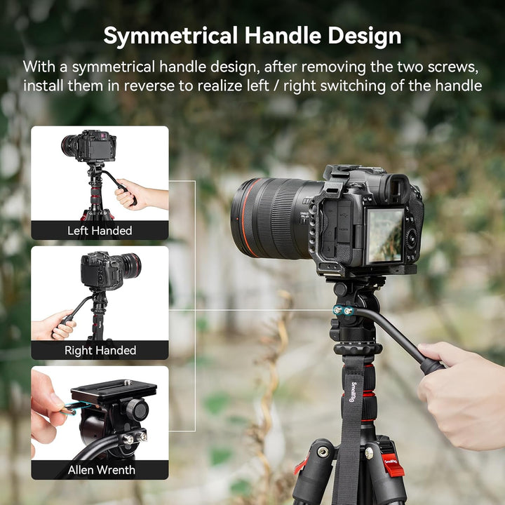SMALLRIG Stativ Fluidkopf Pan Tilt Head CH10 mit Schnellwechselplatte, Fluid Head geeignet für AR-ca