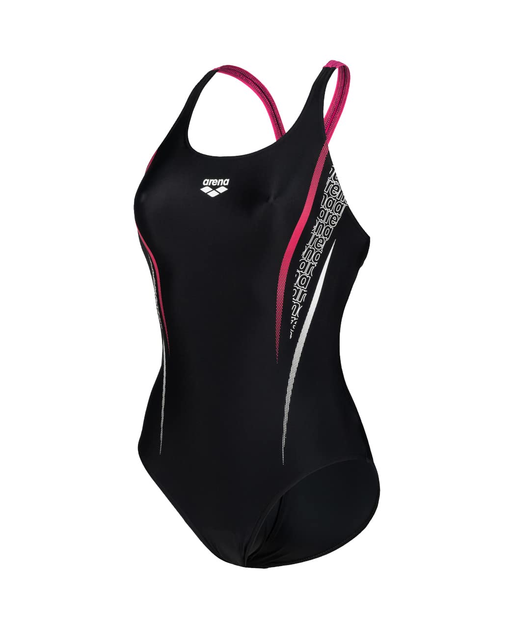 ARENA Damen Women's Swimsuit V Back Graphic Badeanzüge (1er Pack) 36 Black-freak Rose, 36 Black-frea