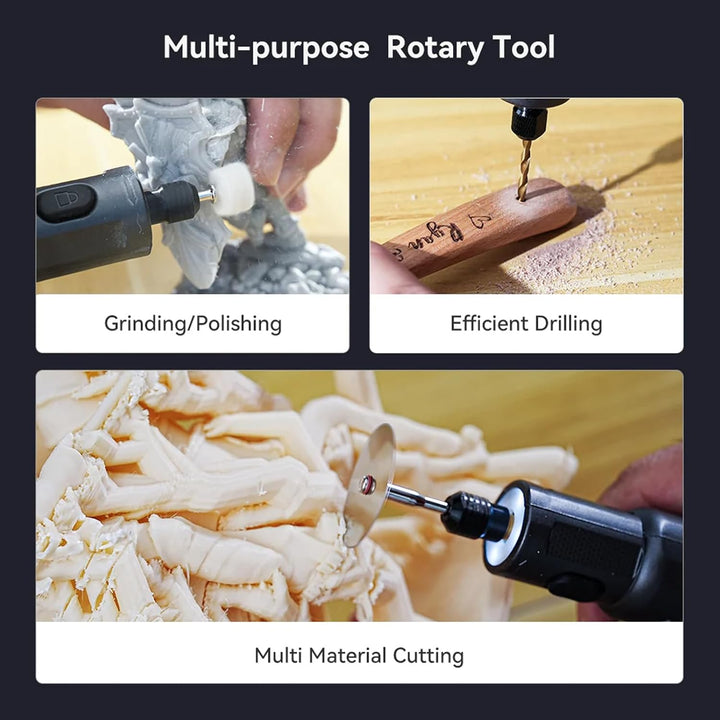 Creality Akku Rotationswerkzeug mit 24 Zubehör, 6 stufiges Mini Rotary Tool Set 10000-18000 U/min, 3