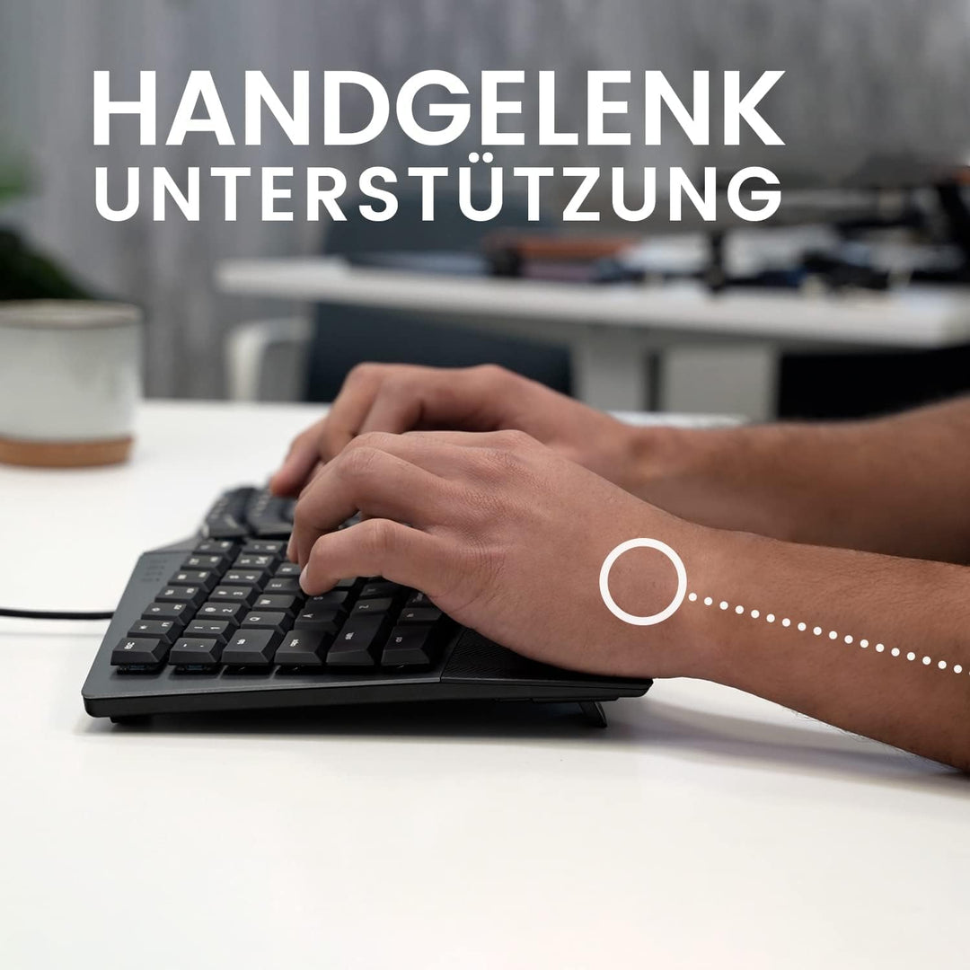 Perixx PERIBOARD-335BR DE, Kabelgebundene ergonomische mechanische Tastatur – Low-Profile Brown Clic