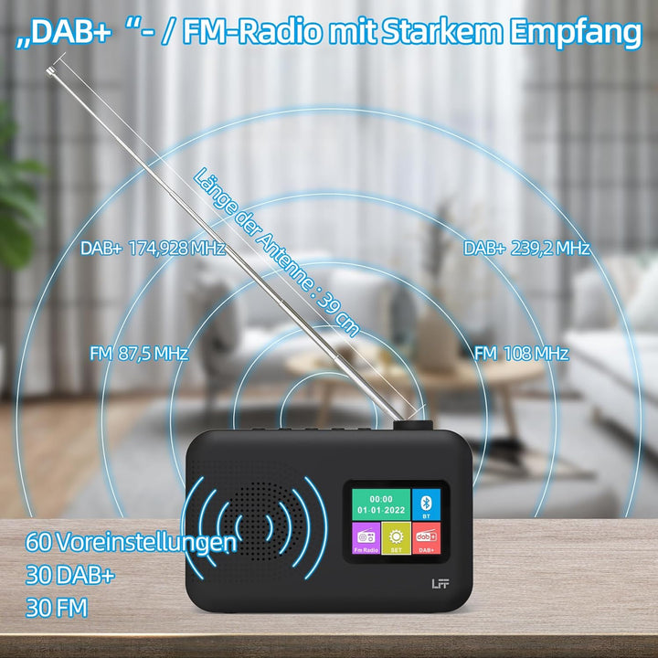 Dab Radio, LFF DAB Digitalradio, Radio Klein UKW-Digitalradio, DAB Plus Radio, Küchenradio mit Kabel