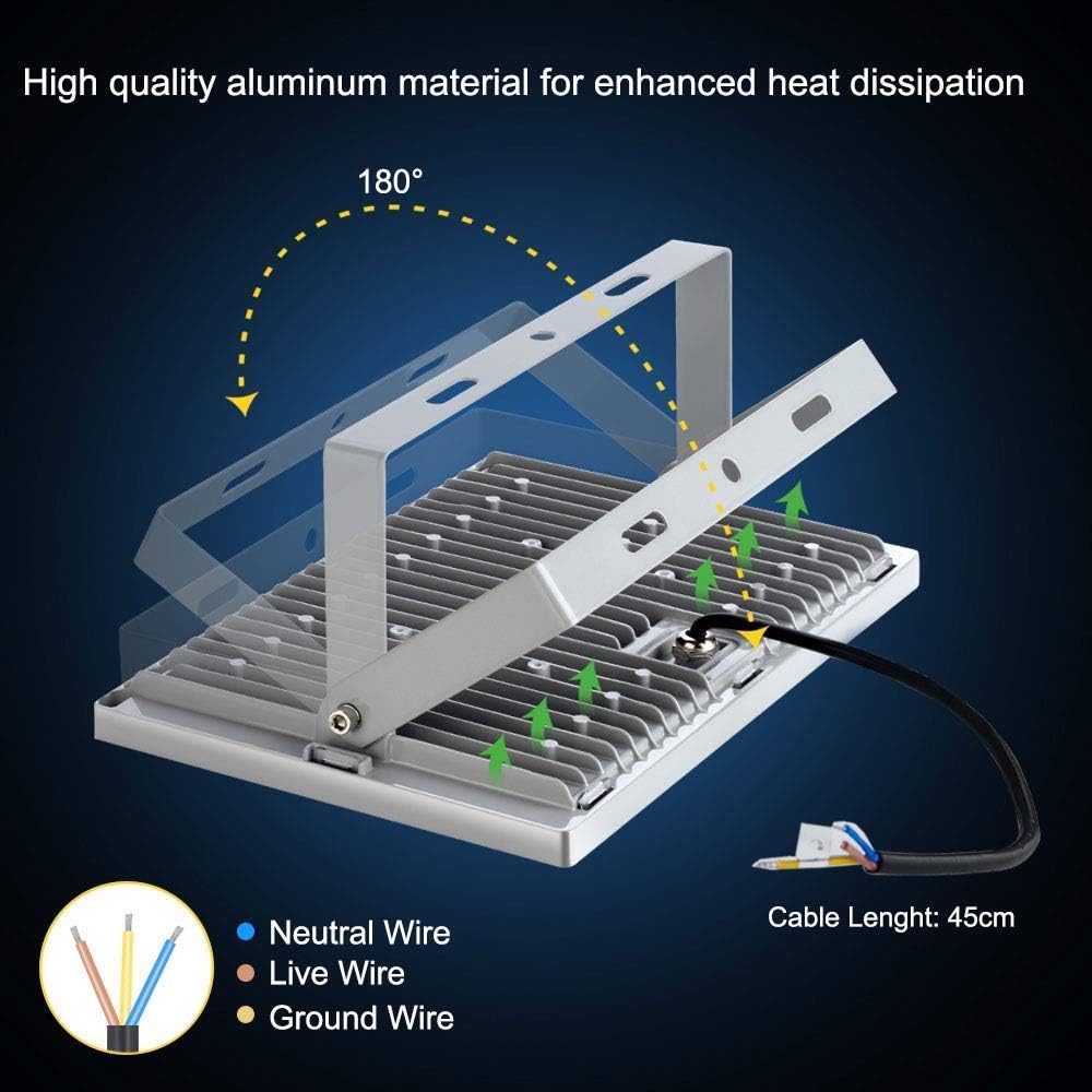 Viugreum LED Strahler Aussen 200W 16000 Lumen 6500k Kaltes Weiss LED Fluter Aussenstrahler Super Bri