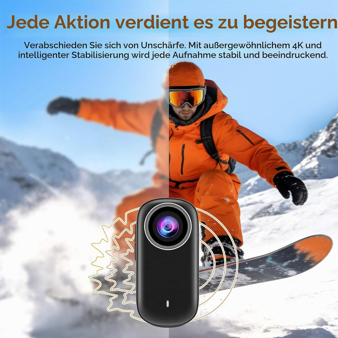 4K Action Kamera, Mini Bodycam mit 180° Drehbarem Bildschirm, Magnetische Freihändig POV Kamera mit