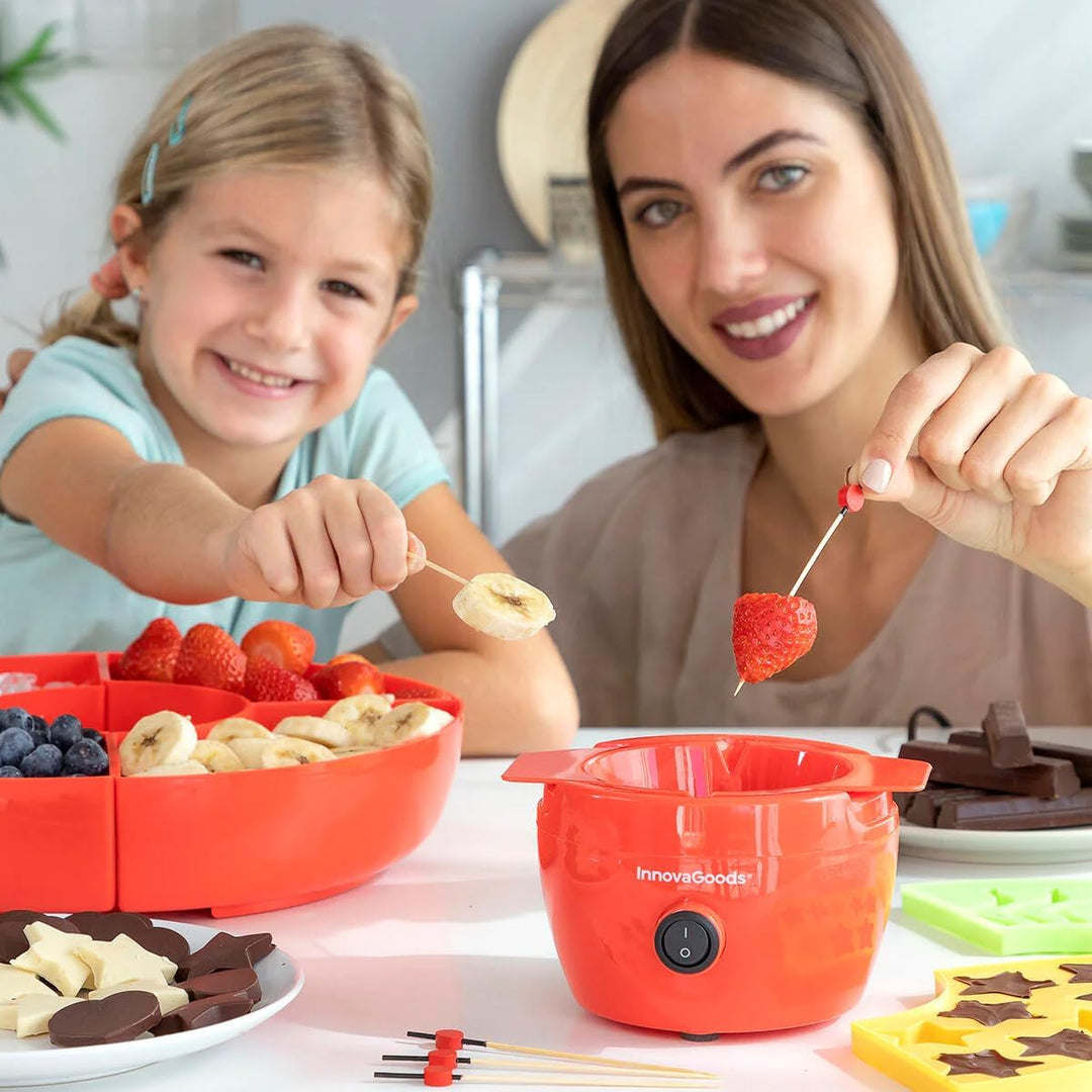 InnovaGoods V0103367 2 in 1 Schokoladenfondue-Maker, Kunststoff, Rot