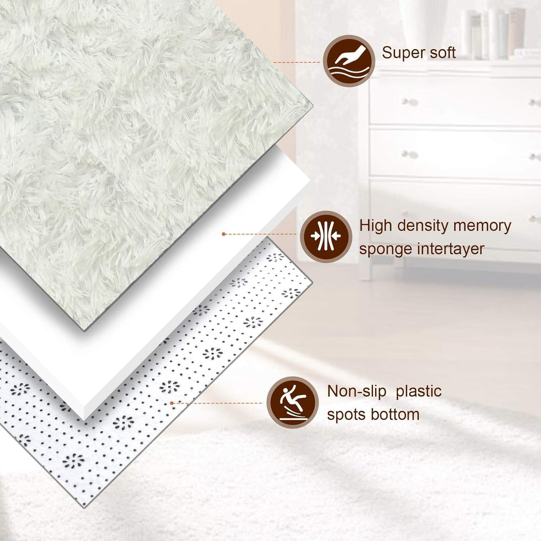 Obundi Flauschige Teppich,Rechteck Plüsch Teppich Schlafzimmer,Anti-Rutsch-Waschbar-Super Soft Flaus
