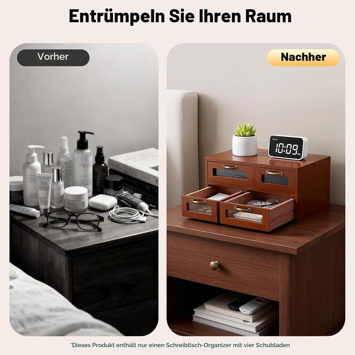 Schreibtisch Organizer Holz Aufbewahrungsschrank Mit 4 Schubladen FüR Zuhause Vintage Holzschubladen