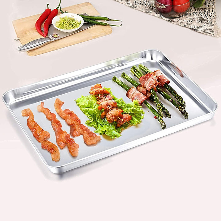 Homikit Backblech, Edelstahl Ofenblech Kuchenblech 4er Set, Rechteckige Fettpfanne Backofen zum Back
