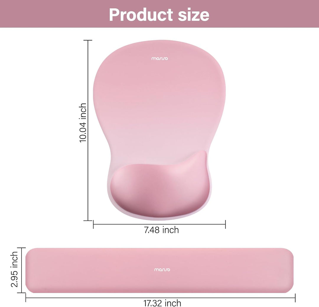 MOSISO Handgelenkstütze für Mauspad&Tastatur Set, Ergonomische Mauspad mit Konkav Gewölbtem Memory S