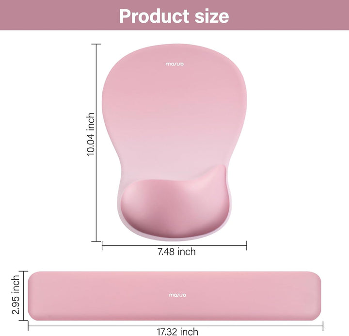 MOSISO Handgelenkstütze für Mauspad&Tastatur Set, Ergonomische Mauspad mit Konkav Gewölbtem Memory S