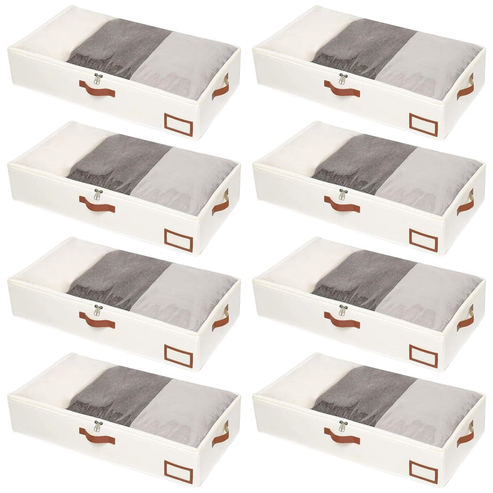 8 Stück Unterbett Aufbewahrungsbox mit Aufbewahrung Deckel, 600D Hartschale Unterbettkommode mit Rei