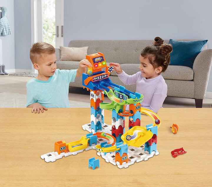 VTech Marble Rush - Racing Set M200 E – Interaktives Kugelbahn-Set mit Licht und Sound, spannenden B