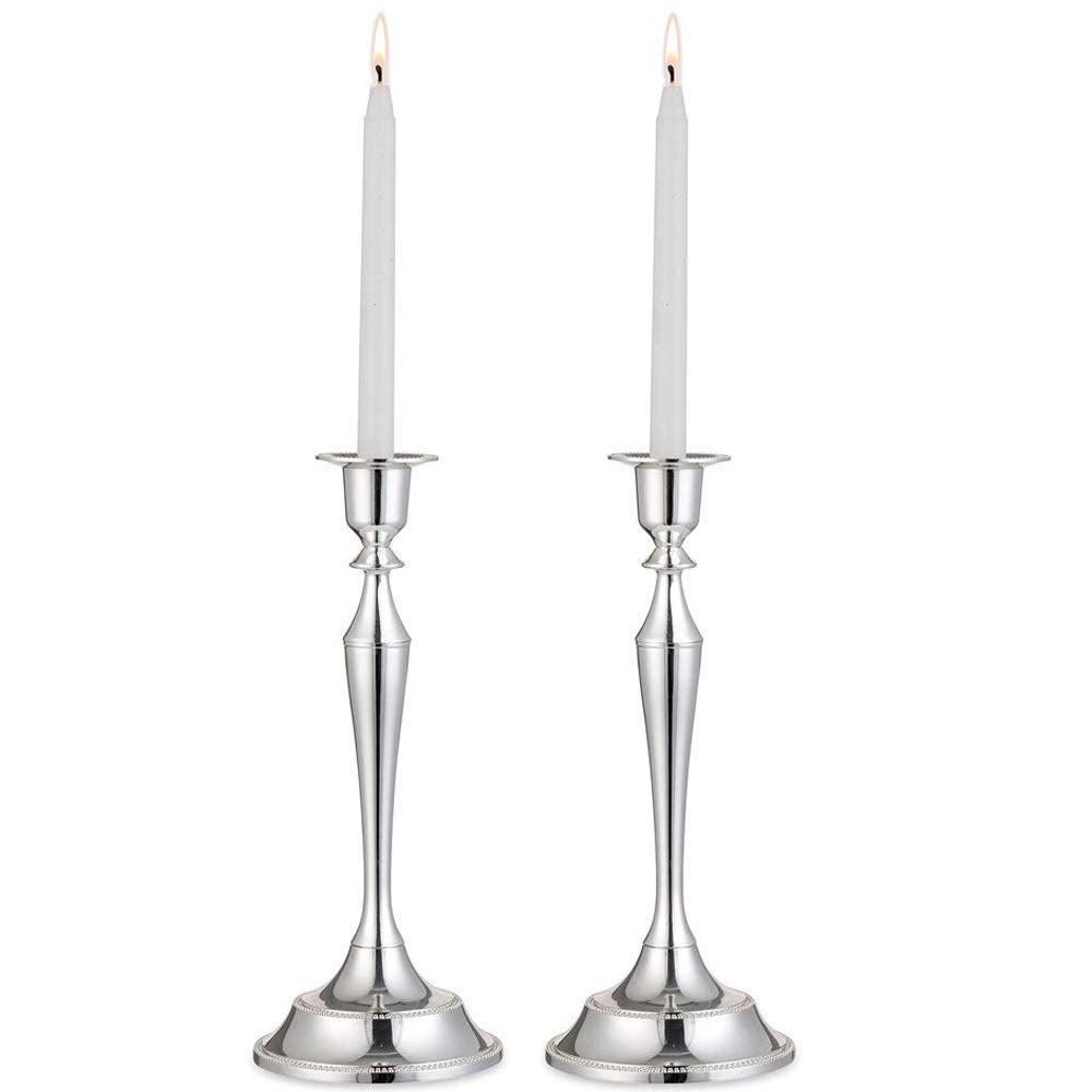 Nuptio Kerzenhalter für Kerzenständer – 2 Stück Silber Kerzenständer 24.5cm Hoch Konischer Kerzenhal