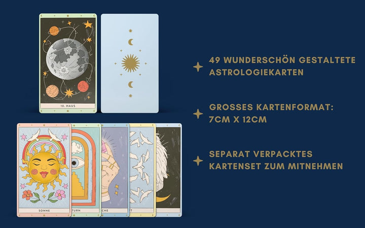 Astrologiekarten: Astrologiekarten mit Buch, Set für Anfänger: ausführliche Beschreibungen zu Fragen