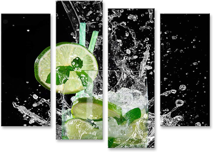 islandburner Bild auf Leinwand Mojito Cocktail Über Schwarz Bilder Wandbilder Poster Leinwand 130x80