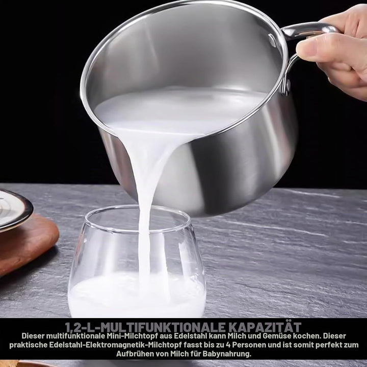 Induktions Milchtopf Edelstahl: Mini Milchtopf 14cm, Baby Nahrung Zubereitung für Milch &amp; Brei (304