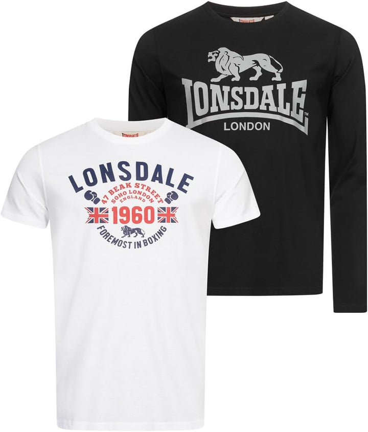 Lonsdale Herren Fintona T-Shirt S Black/White, S Black/White
