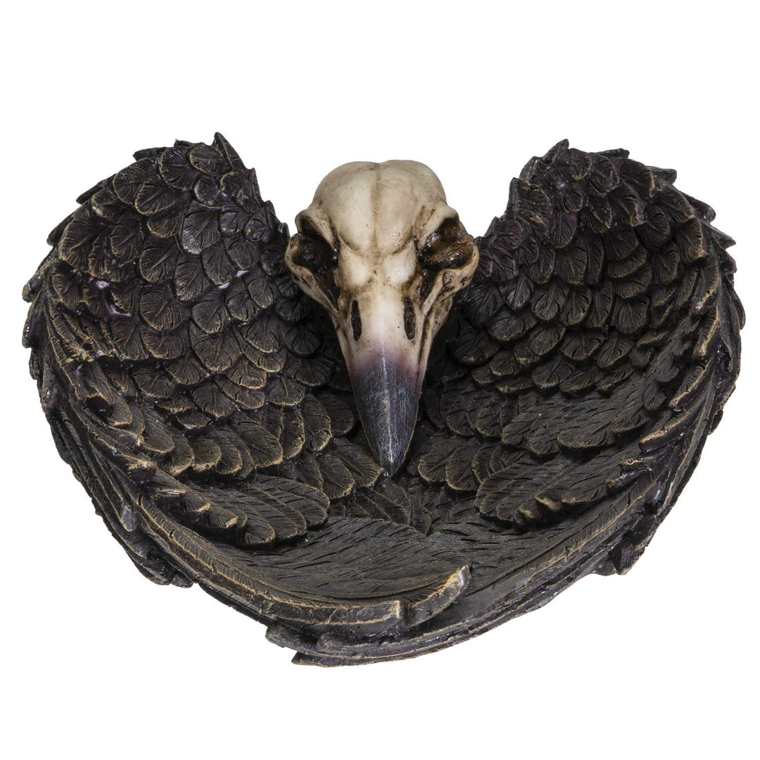 Pacific Giftware Undead Cross Winged Raven Skull Decorative Gothic Harz Dish