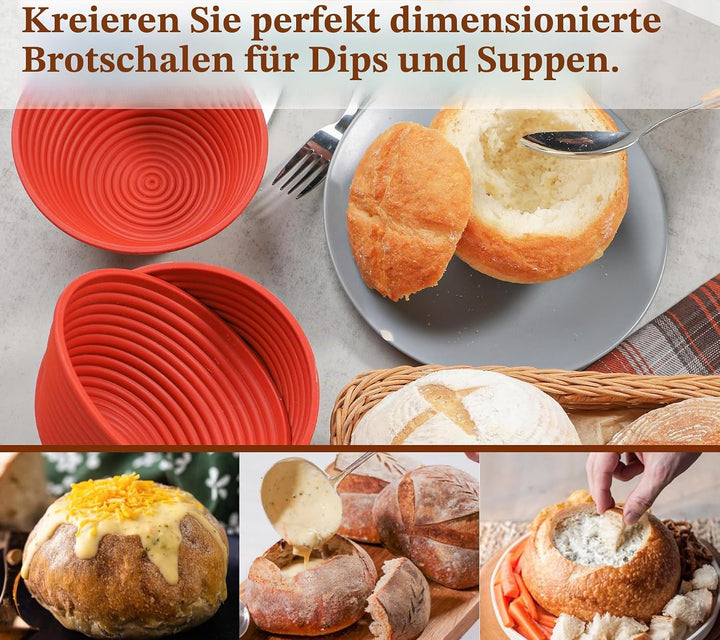 Webake Gärkorb Brot Rund Klein Gärkörbchen Set Silikon 4 Stück 13 cm Sauerteig Brotgärkörbe Brotgärk