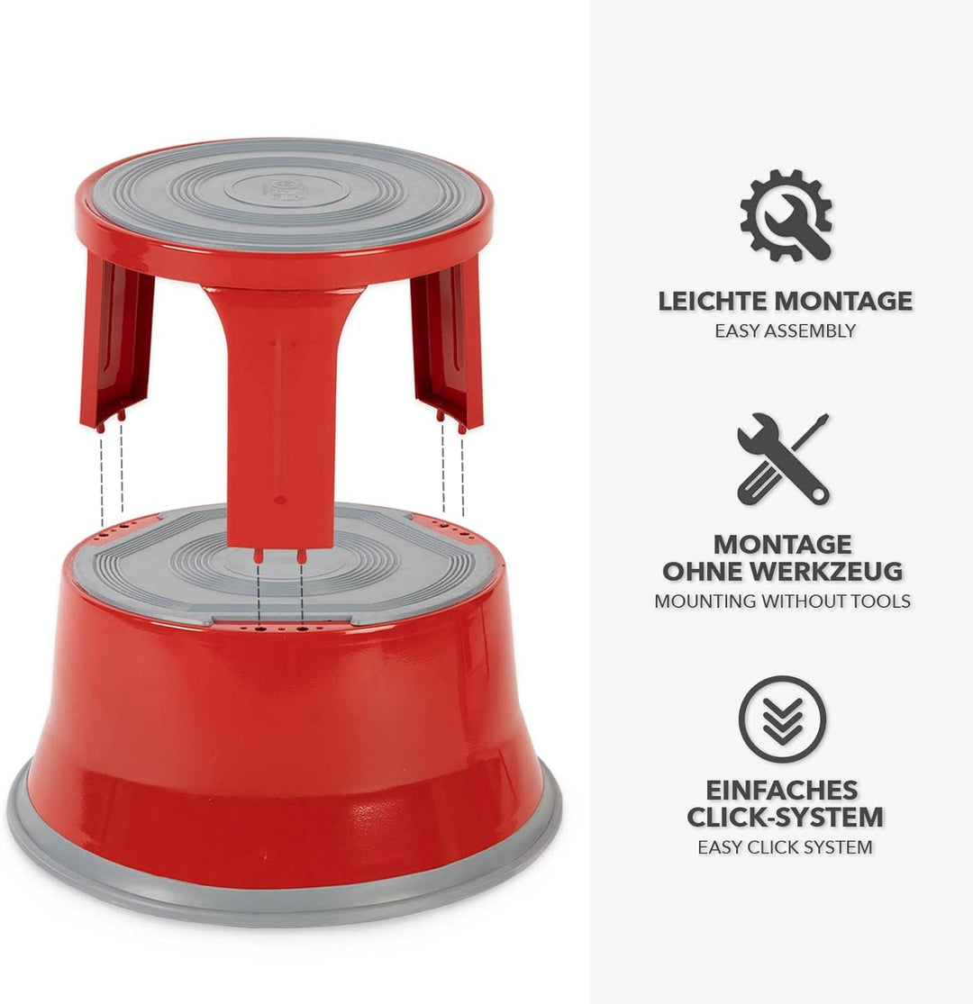 Floordirekt Rollhocker, Tritthocker, Elefantenfuss - Hocker aus Stahl bis 150kg Tragkraft für Büro o