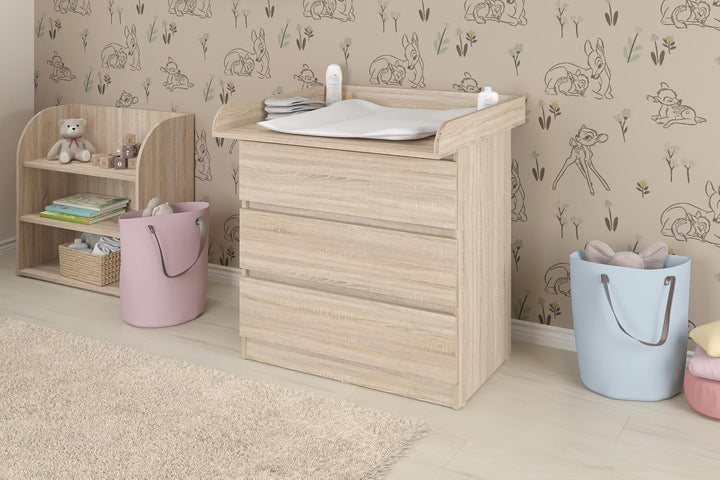 Shefa Kids Wickelaufsatz 800 für Ikea Kommode der Serien MALM, HEMNES und NORDLI, Universal, Eiche,