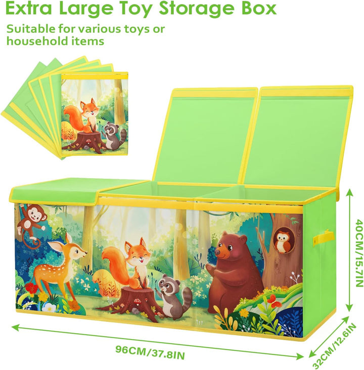 Extra Gross Aufbewahrungsbox mit Deckel Kinder, Zusammenklappbare Oxford-Spielzeugkiste mit Griff fü